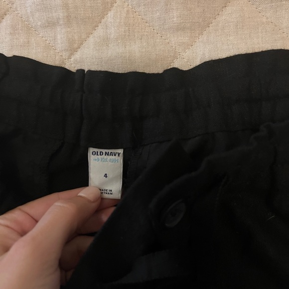 Old Navy High Waisted Linen Blend Shorts Black Size 4 - Picture 3 of 4